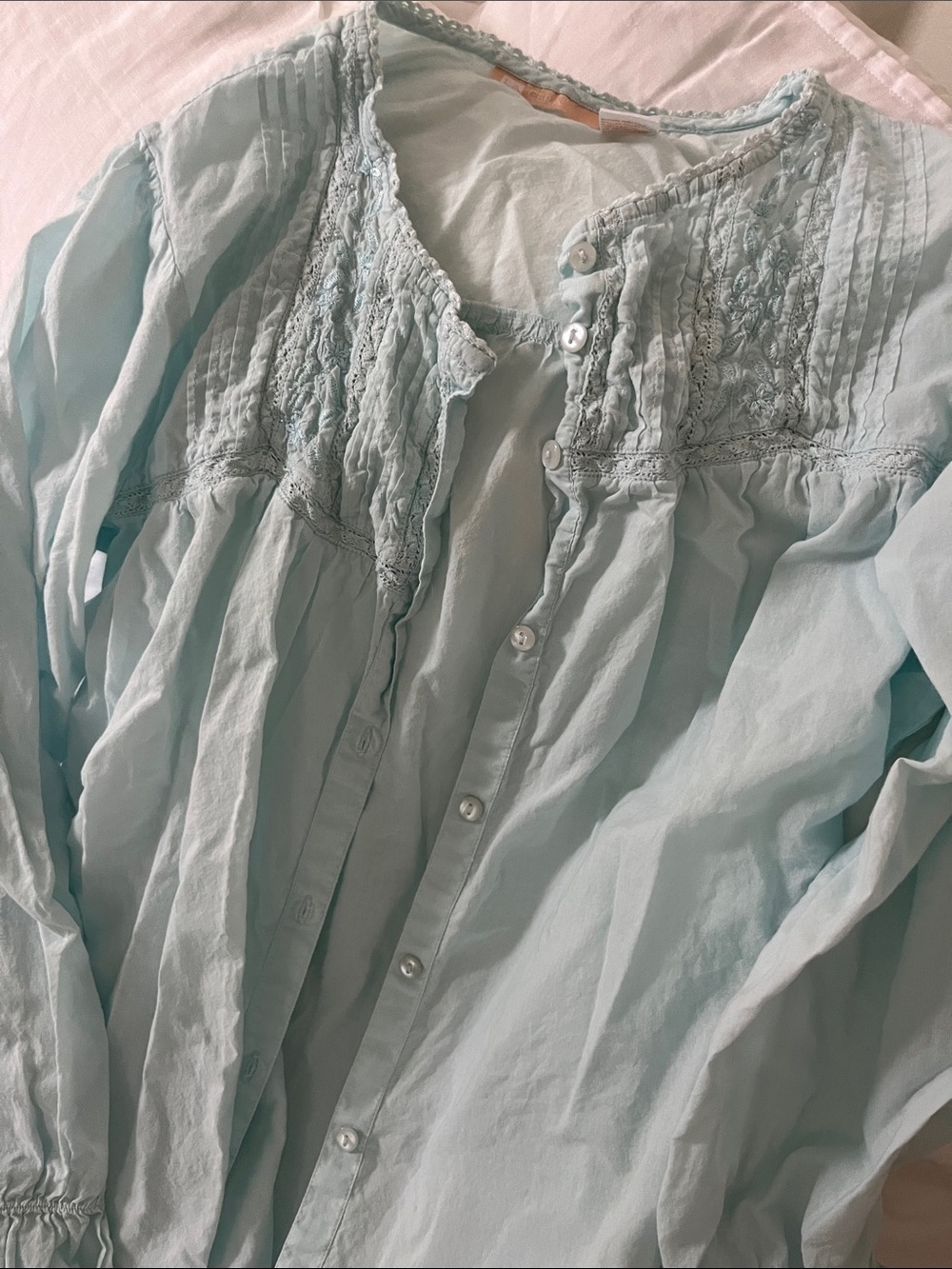 Light Blue Women's Button-Front vintage nightgown